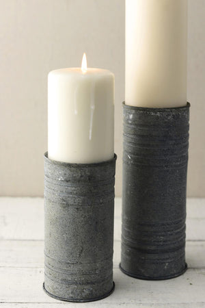 Zinc Cylinder Vase & Pillar Candle Holder 6"