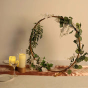 Gold Metal Hoop Wreath Centerpiece 24" – Round Arch Table Display for Weddings and Events - thumbnail number 3