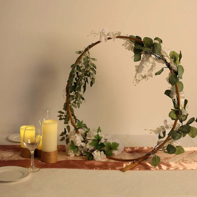 Gold Metal Hoop Wreath Centerpiece 24" – Round Arch Table Display for Weddings and Events - thumbnail number 3