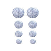 Assorted blue floral paper lanterns on white background - thumbnail number 1