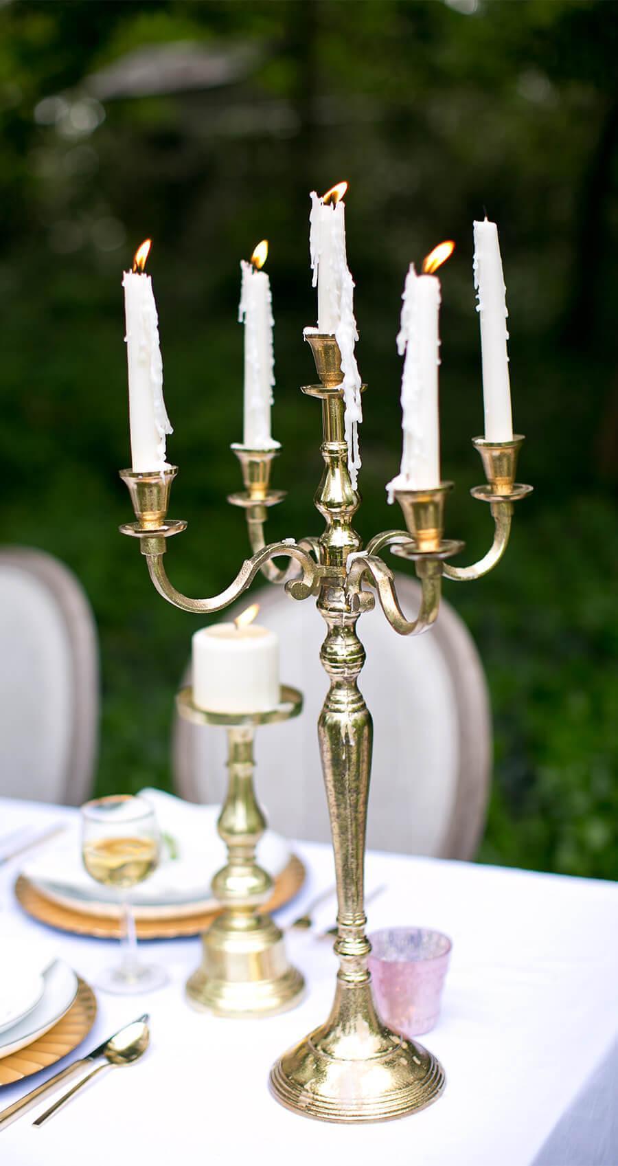 gold moretti candelabra 25in