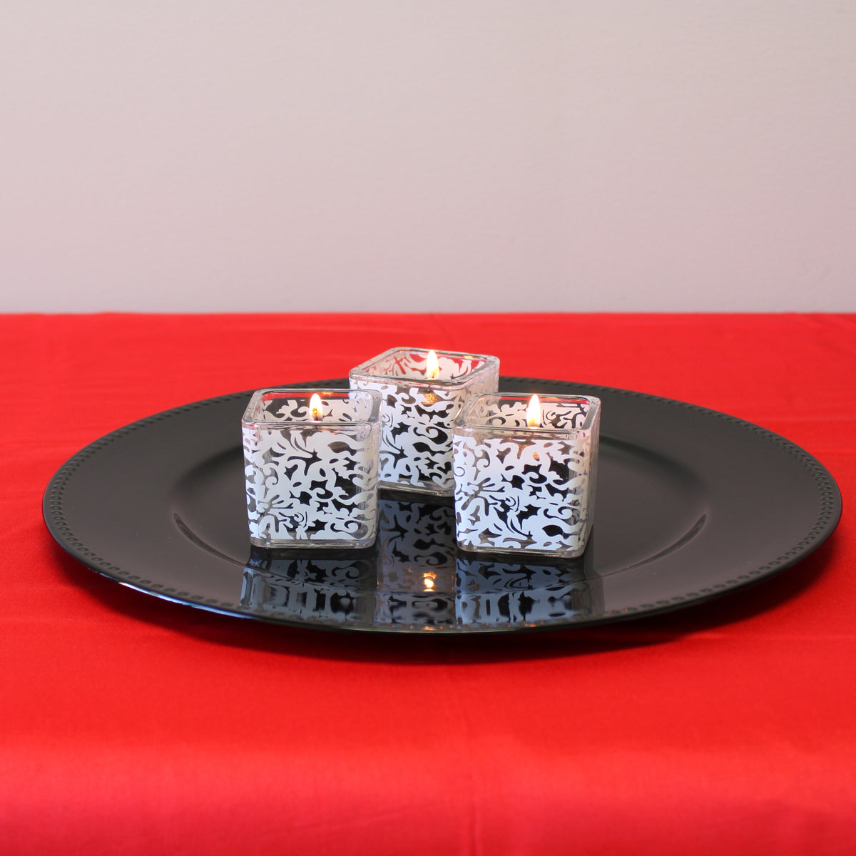 Richland Votive Holder Square White Lace Set of 12 Quick Candles