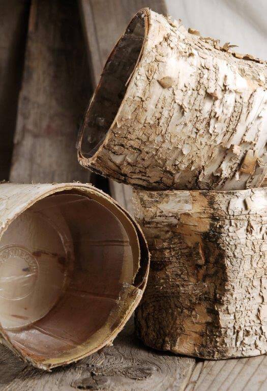 birch bark planter 4 75 pot w plastic liner - thumbnail number 3