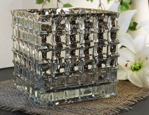 Silver Mercury Glass 6" Cube Vase & Candle Holder