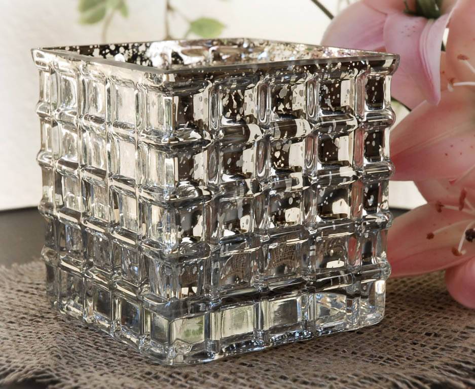 mercury glass4 3 4 cube vase candle holders