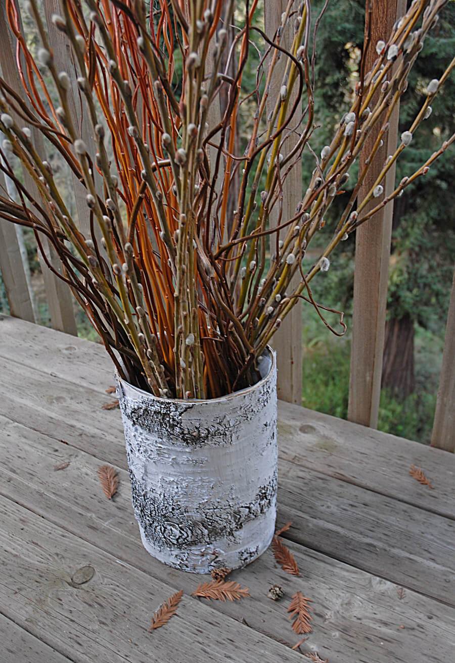 Whitewashed Birch Bark Vase 7x10 - Quick Candles