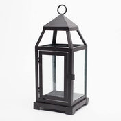 Richland Black Contemporary Metal Lantern with Clear Glasses - Small - thumbnail number 6