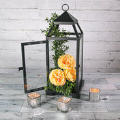 richland black contemporary metal lantern with clear glasses large - thumbnail number 3