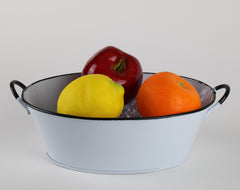 White Enamel Oval Tub with Handles 9.5x7 - Quick Candles