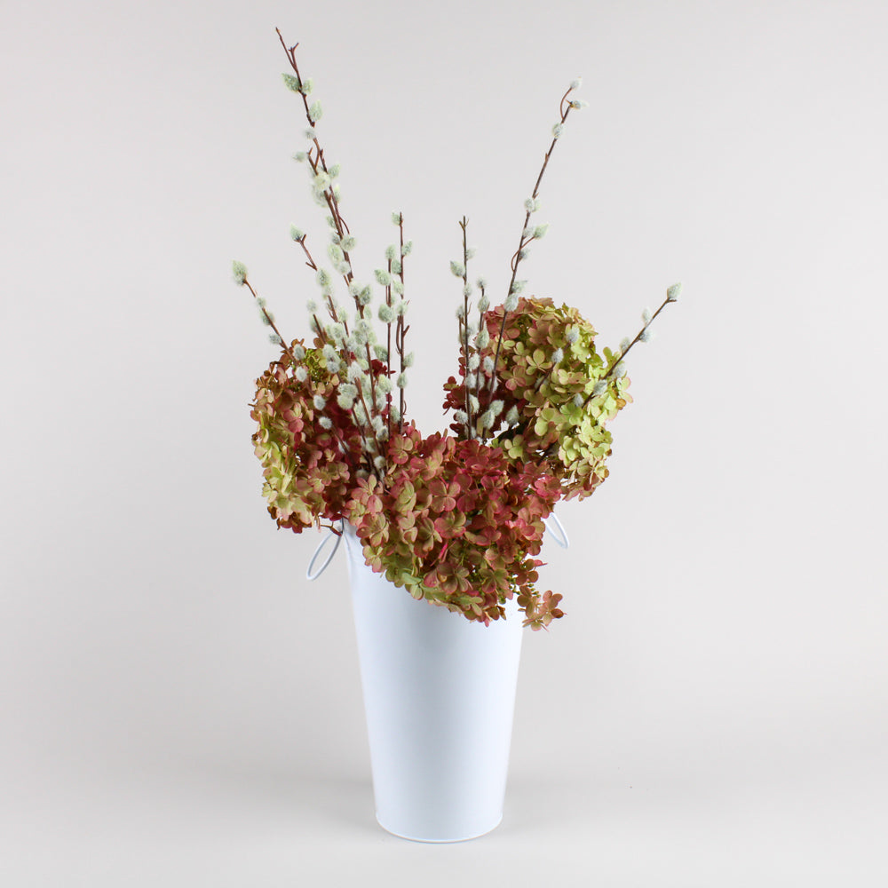 11" White Flower Market Bucket with Handles