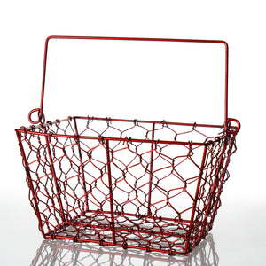 Red Wire Basket with Handle