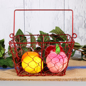 Red Wire Basket with Handle