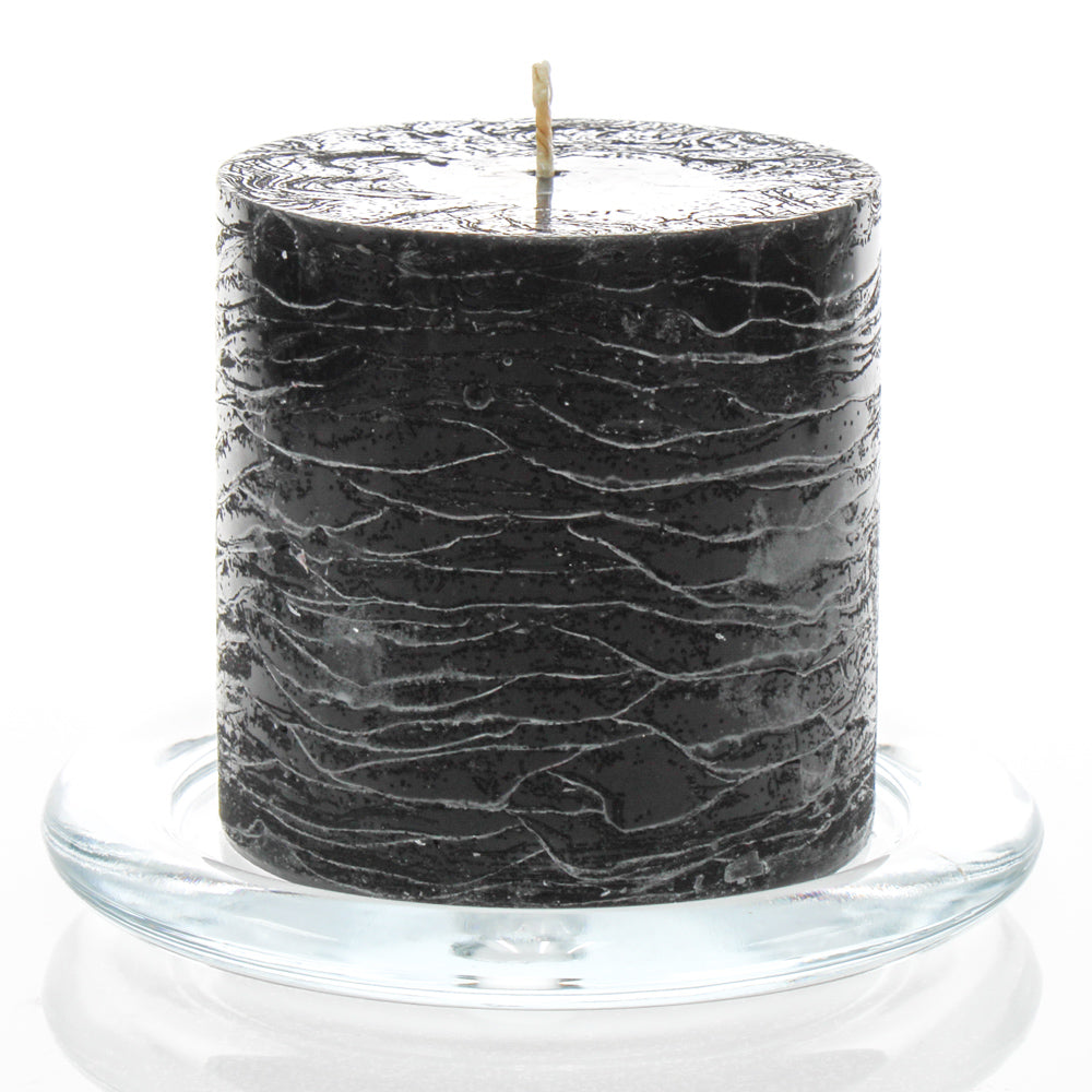 Richland Rustic Pillar Candle 3"x 3" Black