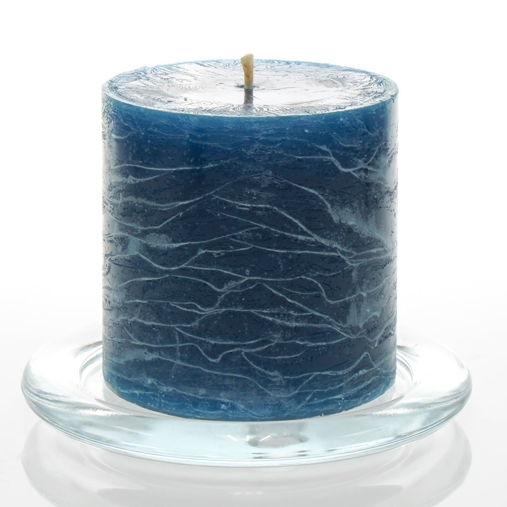 Richland Rustic Pillar Candle 3"x 3" Navy Blue Set of 12
