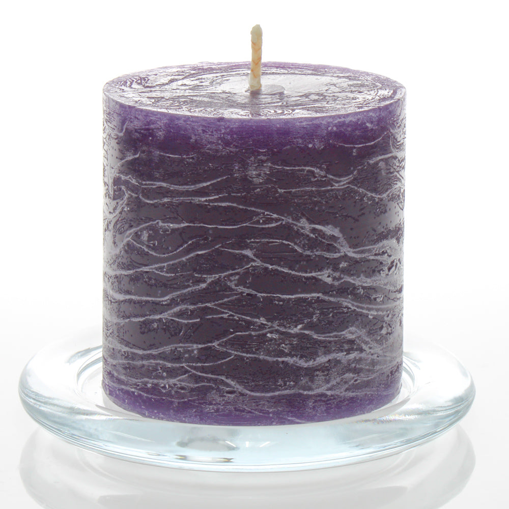 Richland Rustic Pillar Candle 3"x 3" Purple Set of 48