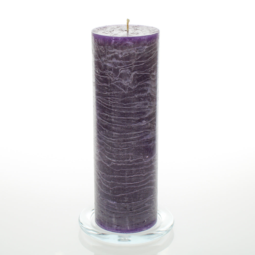 Richland Rustic Pillar Candle 3"x 9" Purple Set of 24