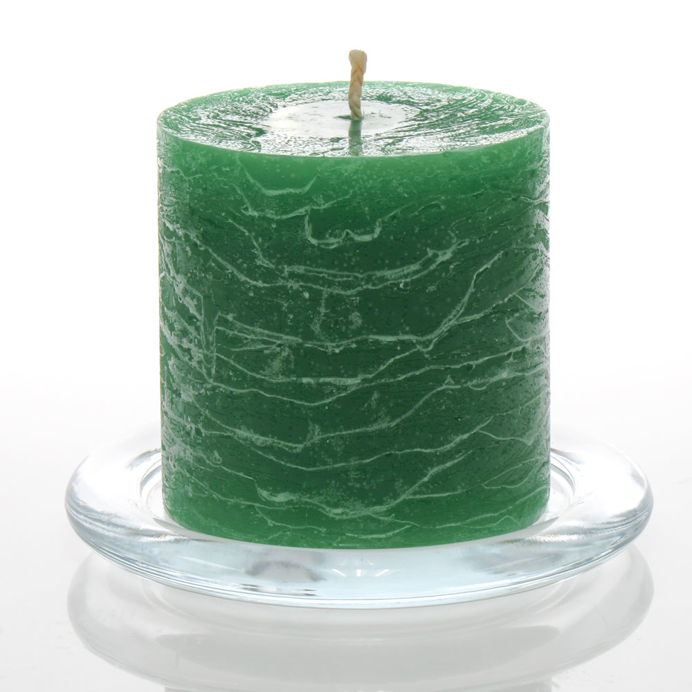Richland Rustic Pillar Candle 3"x 3" Dark Green Set of 12