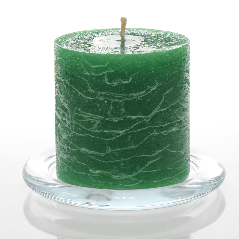 Richland Rustic Pillar Candle 3"x 3" Dark Green Set of 48
