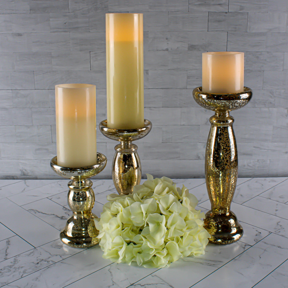 Richland Flameless LED Pillar Candles 3"x3", 3"x6" & 3"x9" Ivory Set of 18