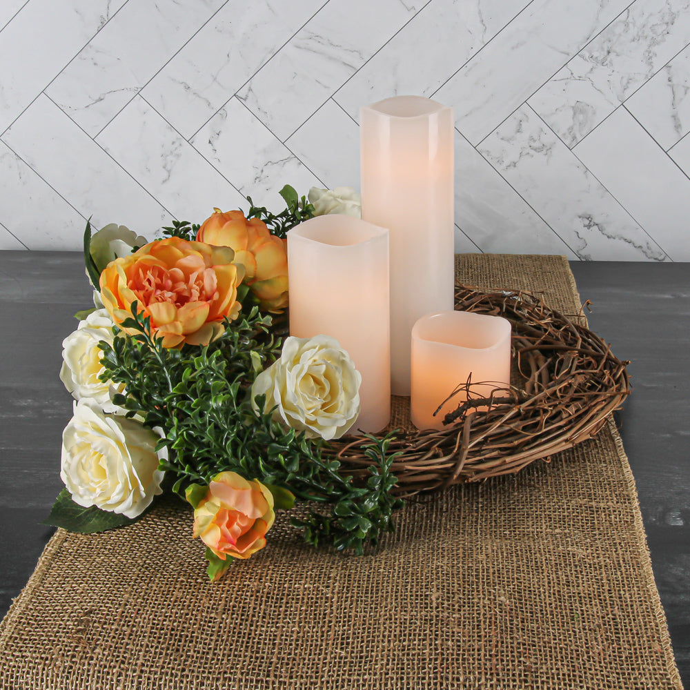 Richland Flameless LED Wavy Top Pillar Candle White 3x3 Set of 6