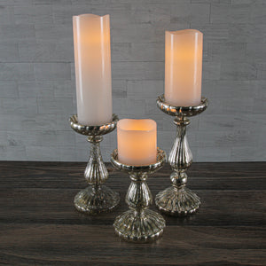 Richland Flameless LED Wavy Top Pillar Candles 3"x3", 3"x6" & 3"x9" White