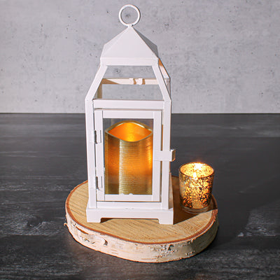 Richland White Contemporary Metal Lantern with Clear Glass - Small - thumbnail number 5