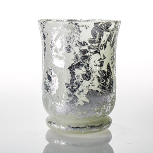 Frosted Mercury Glass Hurricane Vase & Candleholder 6"