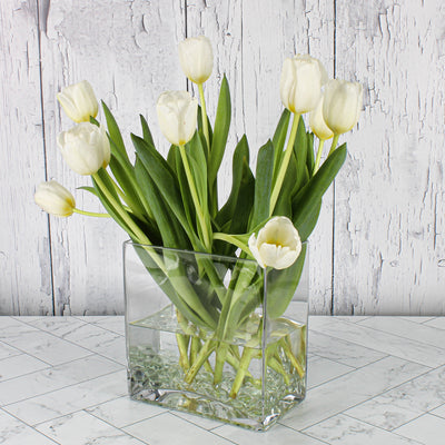 Thick Glass Rectangle Vase 7.5" x 8"