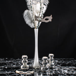 3 White Ostrich Feathers on Wire Stem