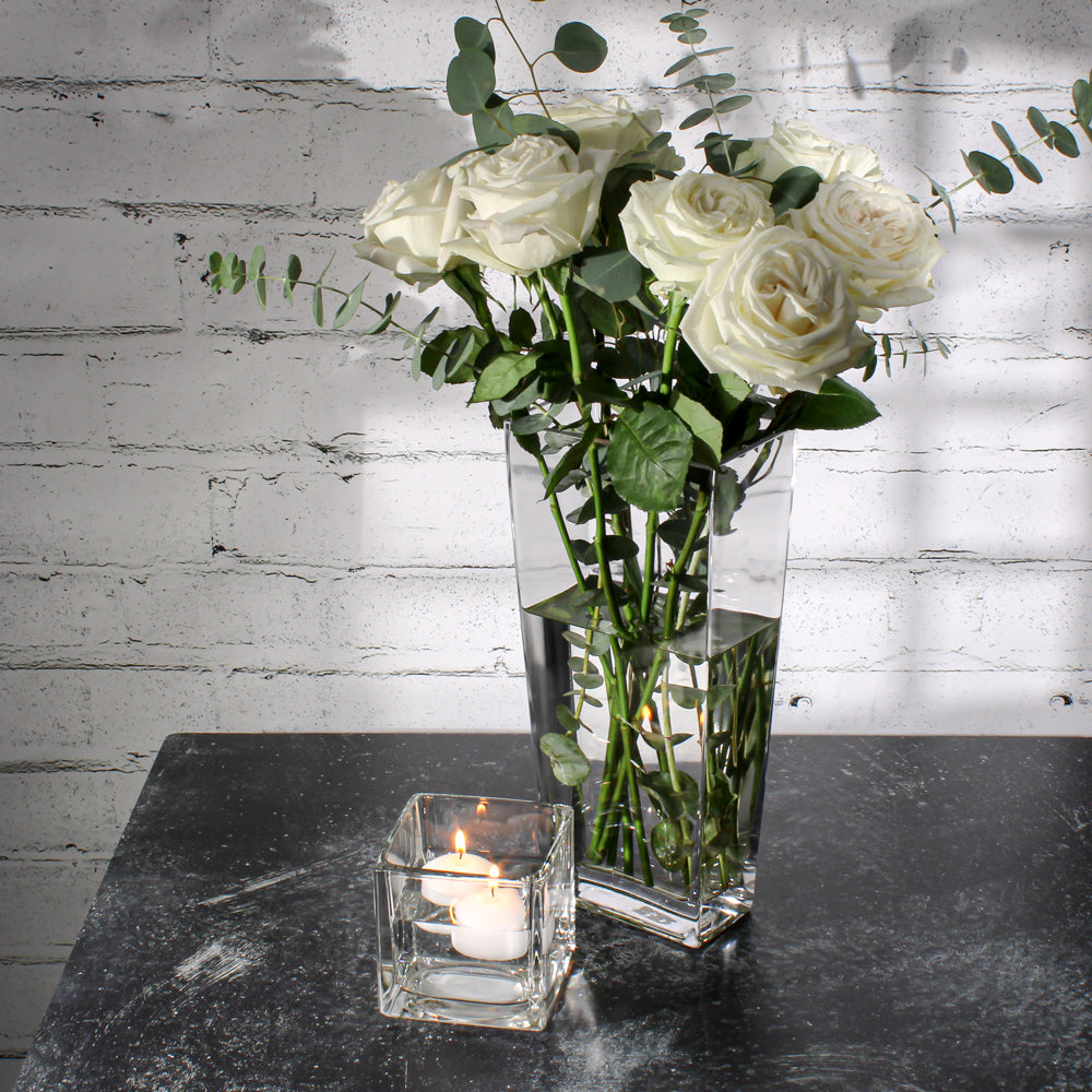 Clear Glass Tapered Rectangle Vase 13in