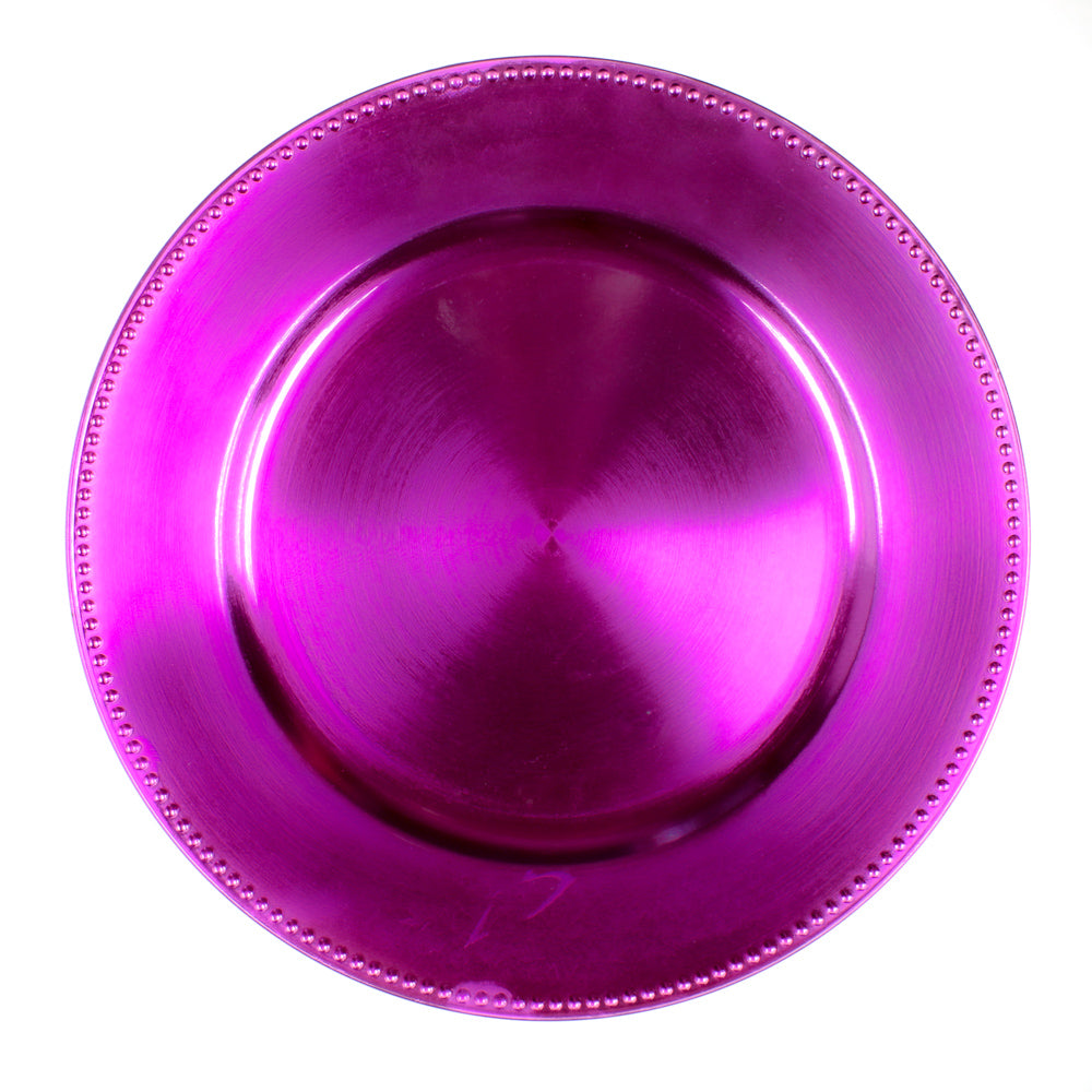 Richland Beaded Charger Plate 13" Fuchsia