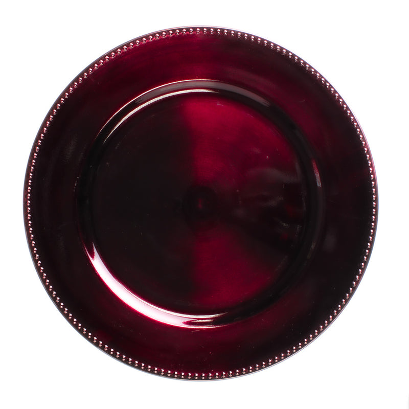 Richland Beaded Charger Plate 13" Burgundy - thumbnail number 1