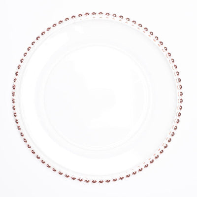 Richland 13" Rose Gold Beaded Glass Charger Plate Set of 12