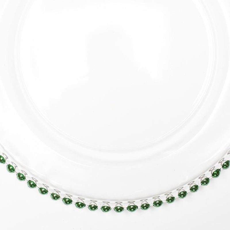 richland 13 green beaded glass charger plate - thumbnail number 3