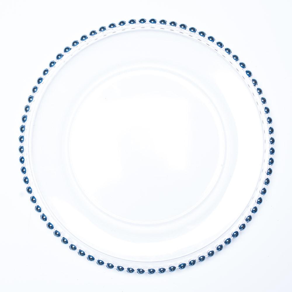 richland 13 blue beaded glass charger plate set of 12
