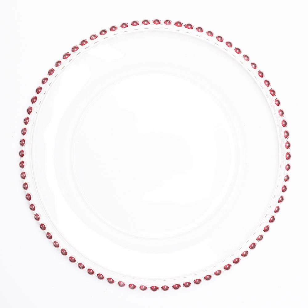 richland 13 red beaded glass charger plate