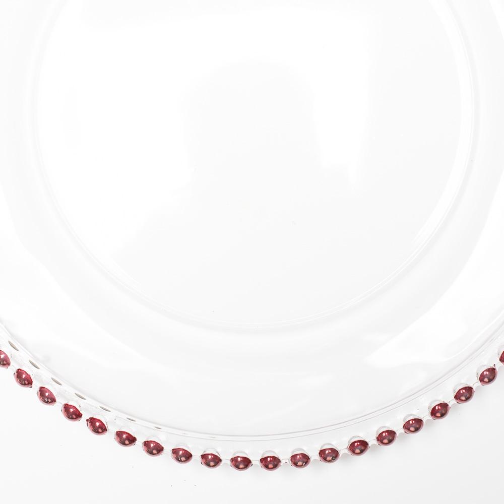 richland 13 red beaded glass charger plate