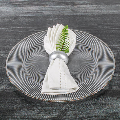 Richland 13" Silver Rim Glass Charger Plate Set of 12