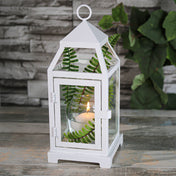 Richland White Contemporary Metal Lantern with Clear Glasses - Small - thumbnail number 6