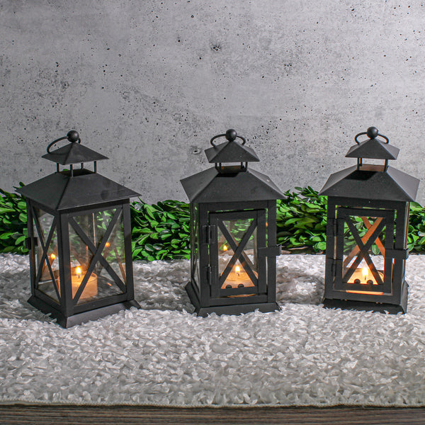 Richland Mini Tealight Lanterns Black Metal Set of 5