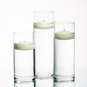 Eastland Square Mirror and Cylinder Vase Centerpiece with Richland 3" Floating Candles Set of 84