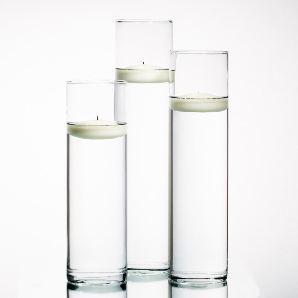 eastland tall cylinder vases with richland floating candles set of 3