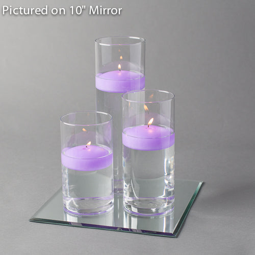 Eastland Square Mirror and Cylinder Vase Centerpiece with Richland 3" Floating Candles Set of 48