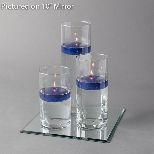 Eastland Square Mirror and Cylinder Vase Centerpiece with Richland 3" Floating Candles Set of 48