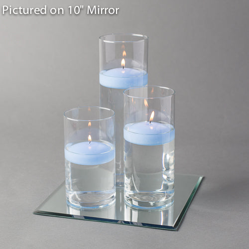 Eastland Square Mirror and Cylinder Vase Centerpiece with Richland 3" Floating Candles Set of 48
