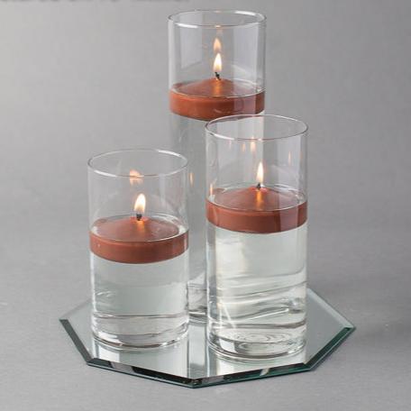 Eastland Octagon Mirror and Cylinder Vase Centerpiece with Richland 3" Floating Candles Set of 48