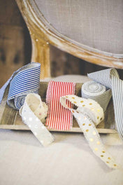 Richland Ribbon Linen Fringed Edge 2" x 5 Yards with Red Lines Set of 12 - thumbnail number 3