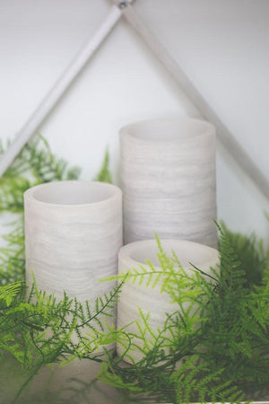 richland flameless led pillar candle marble 4 x 4 set of 12