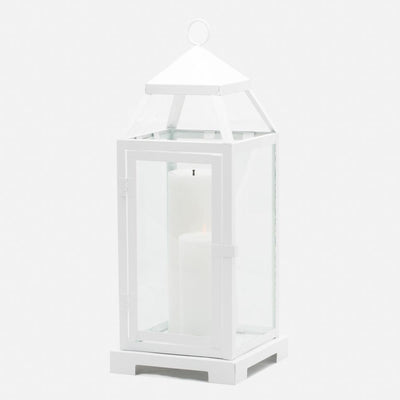richland white contemporary metal lantern with clear glasses large - thumbnail number 6