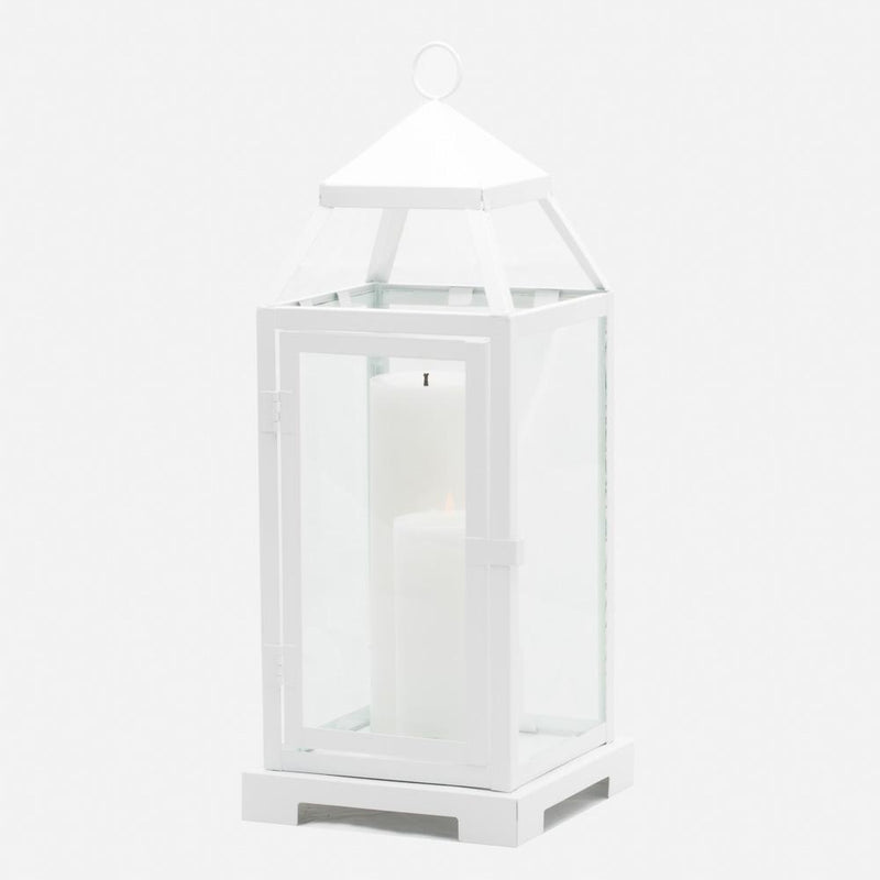 richland white contemporary metal lantern with clear glasses large - thumbnail number 6